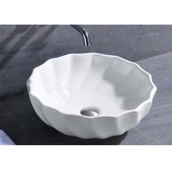 18" Ceramic Bathroom Vessel Sink Round Porcelain With Overflow Drain