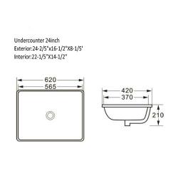 24" Undermount Rectangualr Ceramic White Sink